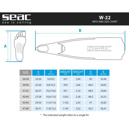 Palmes Chaussantes Chasse / Apnée Seac W22 Noire 