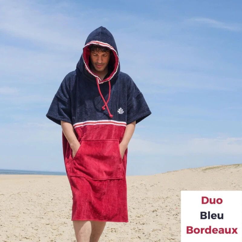 Poncho Surf Adulte Saint Jacques Wetsuits Duo Bleu/Bordeaux 