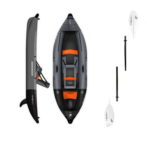 Pack Kayak Gonflable Aquadesign KOLOA X'PERIENCE 305 Noir/Gris/Orange 1 Place 